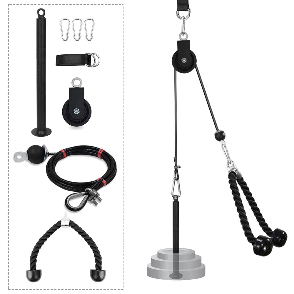 Workout Pulley Cable System Fitness Equipment Adjustable Length Home Gym